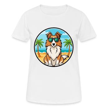 Collie Dog Breed Cartoon Sunglasses Beach - Women's Breathable T-Shirt - white - Front - AI Model Female 172 dark (172cm)