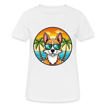 Chilean Fox Terrier Dog Breed Cartoon Sunglasses - Women's Breathable T-Shirt - white - Front - AI Model Female 172 dark (172cm)