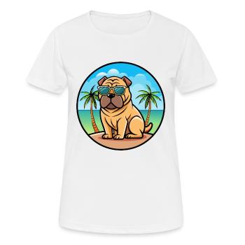 Chinois Shar Pei Chien Race Dessin Animé Lunettes De Soleil Plage - T-shirt respirant Femme - blanc - Devant - AI Model Female 172 dark (172cm)