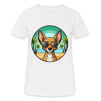 Cirneco Dell Etna Dog Breed Cartoon Sunglass Beach - Women's Breathable T-Shirt - white - Front - AI Model Female 172 dark (172cm)