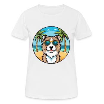 Catalan Sheepdog Breed Cartoon Sunglasses Beach - Women's Breathable T-Shirt - white - Front - AI Model Female 172 dark (172cm)