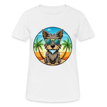 Cesky Terrier Hunderasse Cartoon Sonnenbrille Strand - Frauen T-Shirt atmungsaktiv - Weiß - Vorne - AI Model Female 172 dark (172cm)