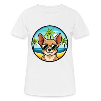Chihuahua Dog Breed Cartoon Sunglasses Beach - Women's Breathable T-Shirt - white - Front - AI Model Female 172 dark (172cm)