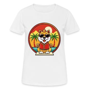 Chinese Imperial Dog Breed Cartoon Sunglass Beach - Women's Breathable T-Shirt - white - Front - AI Model Female 172 dark (172cm)