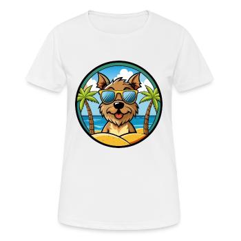 Border Terrier Chien Race Dessin Animé Lunettes de Soleil Plage - T-shirt respirant Femme - blanc - Devant - AI Model Female 172 dark (172cm)