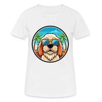 Clumber Spaniel Hunderasse Cartoon Sonnenbrille Strand - Frauen T-Shirt atmungsaktiv - Weiß - Vorne - AI Model Female 172 dark (172cm)