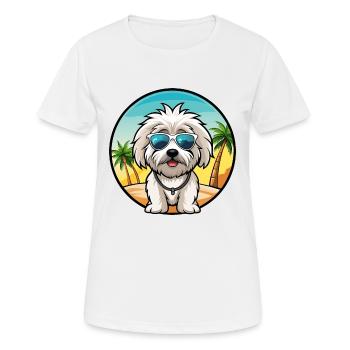 Coton De Tulear Hunderasse Cartoon Sonnenbrille Strand - Frauen T-Shirt atmungsaktiv - Weiß - Vorne - AI Model Female 172 dark (172cm)