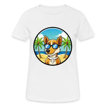 Lunettes de soleil danoises suédoises de race de chien de ferme de dessin animé - T-shirt respirant Femme - blanc - Devant - AI Model Female 172 dark (172cm)