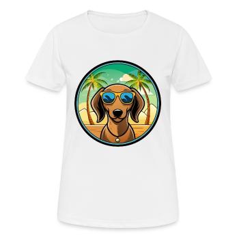 Dackel Hunderasse Cartoon Sonnenbrille Strand - Frauen T-Shirt atmungsaktiv - Weiß - Vorne - AI Model Female 172 dark (172cm)