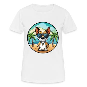 Decker Rat Terrier Hunderasse Cartoon Sonnenbrille - Frauen T-Shirt atmungsaktiv - Weiß - Vorne - AI Model Female 172 dark (172cm)