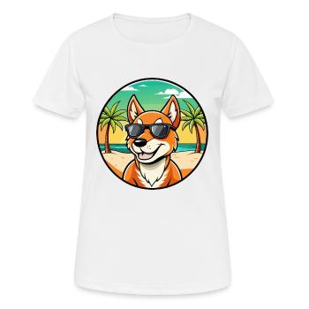 Dingo Hund Rasse Cartoon Sonnenbrille Strand - Frauen T-Shirt atmungsaktiv - Weiß - Vorne - AI Model Female 172 dark (172cm)