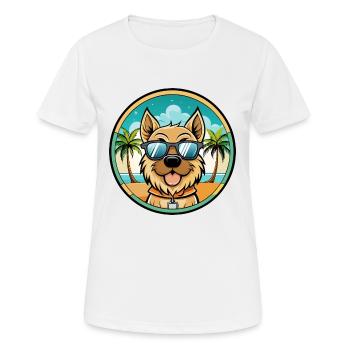 Bolognese Hund Rasse Cartoon Sonnenbrille Strand - Frauen T-Shirt atmungsaktiv - Weiß - Vorne - AI Model Female 172 dark (172cm)