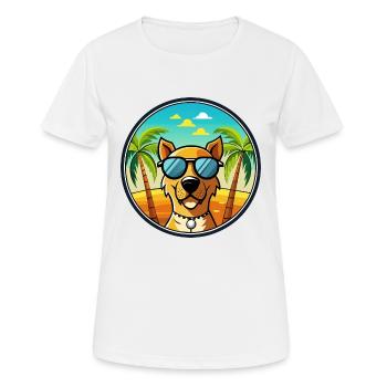 Dänische Broholmer Hunderasse Cartoon Sonnenbrille Strand - Frauen T-Shirt atmungsaktiv - Weiß - Vorne - AI Model Female 172 dark (172cm)