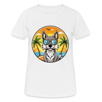 Czechoslovak Wolfdog Breed Cartoon Sunglass Beach - Women's Breathable T-Shirt - white - Front - AI Model Female 172 dark (172cm)