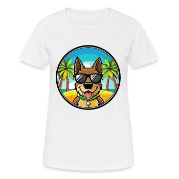Deutsche Bracke Hunderasse Cartoon Sonnenbrille Strand - Frauen T-Shirt atmungsaktiv - Weiß - Vorne - AI Model Female 172 dark (172cm)
