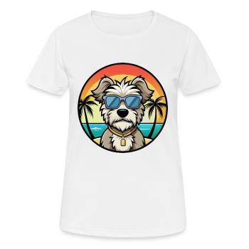 Dandie Dinmont Terrier Dog Breed Cartoon Beach - Women's Breathable T-Shirt - white - Front - AI Model Female 172 dark (172cm)