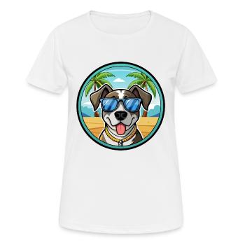 Catahoula Cur Hunderasse Cartoon Sonnenbrille Strand - Frauen T-Shirt atmungsaktiv - Weiß - Vorne - AI Model Female 172 dark (172cm)