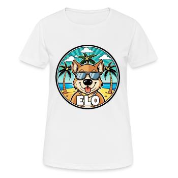 Längerer Spitzname Hund Rasse Cartoon Sonnenbrille Strand - Frauen T-Shirt atmungsaktiv - Weiß - Vorne - AI Model Female 172 dark (172cm)