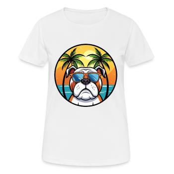 Bouledogue anglais race dessin animé lunettes de soleil plage - T-shirt respirant Femme - blanc - Devant - AI Model Female 172 dark (172cm)