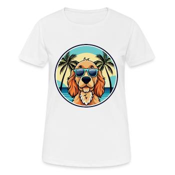 Cocker anglais Spaniel Chien Race Dessin Animé Plage - T-shirt respirant Femme - blanc - Devant - AI Model Female 172 dark (172cm)