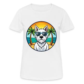 Lunettes de soleil de dessin animé de race de chien Terrier blanc anglais - T-shirt respirant Femme - blanc - Devant - AI Model Female 172 dark (172cm)