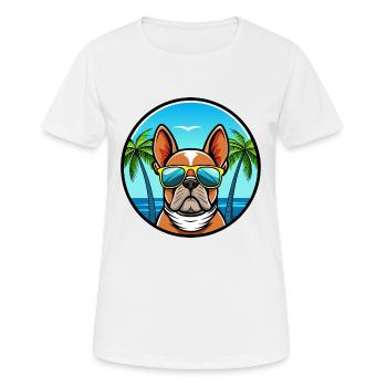 Bouledogue Français Race Dessin Animé Lunettes de Soleil Plage - T-shirt respirant Femme - blanc - Devant - AI Model Female 172 dark (172cm)