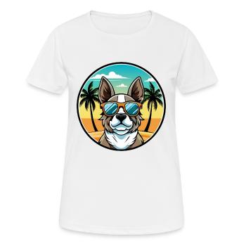 French Spaniel Dog Breed Cartoon Sunglasses Beach - Women's Breathable T-Shirt - white - Front - AI Model Female 172 dark (172cm)