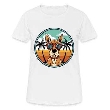 Gascogne Pointer Chien Race Dessin Animé Plage - T-shirt respirant Femme - blanc - Devant - AI Model Female 172 dark (172cm)