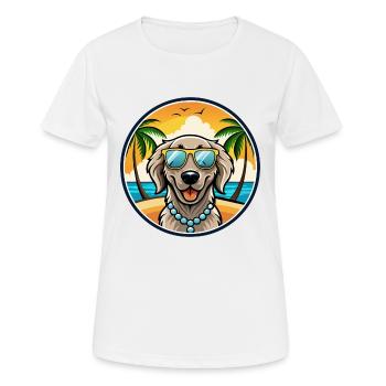 Lunettes de soleil de dessin animé de race de chien à revêtement plat - T-shirt respirant Femme - blanc - Devant - AI Model Female 172 dark (172cm)