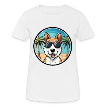 Foxterrier Smooth Dog Rasse Cartoon Sonnenbrille - Frauen T-Shirt atmungsaktiv - Weiß - Vorne - AI Model Female 172 dark (172cm)