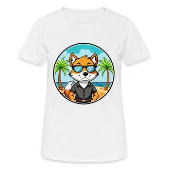 English Foxhound Chien Race Dessin Animé Lunettes De Soleil Plage - T-shirt respirant Femme - blanc - Devant - AI Model Female 172 dark (172cm)