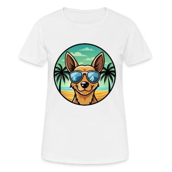 Englische Spielzeug Terrier Hund Rasse Cartoon Sonnenbrille - Frauen T-Shirt atmungsaktiv - Weiß - Vorne - AI Model Female 172 dark (172cm)