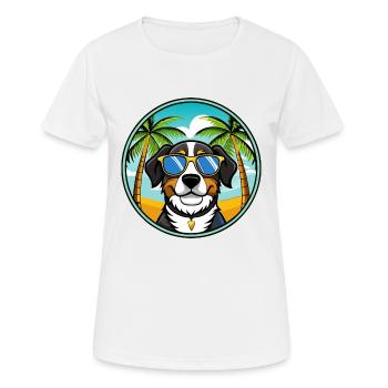 Entlebucher Mountain Dog Breed Cartoon Sunglasses - Women's Breathable T-Shirt - white - Front - AI Model Female 172 dark (172cm)