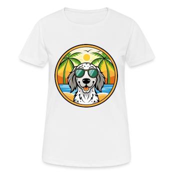 English Setter Dog Breed Cartoon Sunglasses Beach - Women's Breathable T-Shirt - white - Front - AI Model Female 172 dark (172cm)