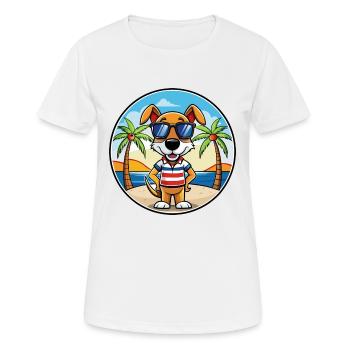 Lunettes de soleil de dessin animé de race de chien de chasse tricolore français - T-shirt respirant Femme - blanc - Devant - AI Model Female 172 dark (172cm)