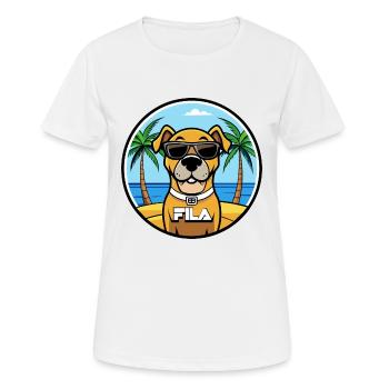 Brasileiro Chien Race Dessin Animé Lunettes De Soleil Plage - T-shirt respirant Femme - blanc - Devant - AI Model Female 172 dark (172cm)