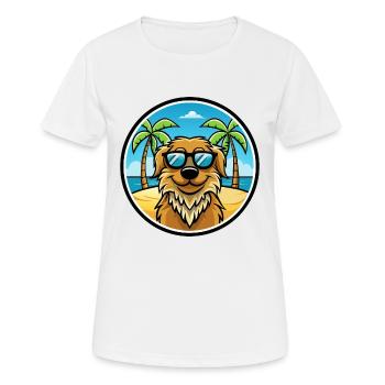 Friesische Wasserhundrasse Cartoon Sonnenbrille Strand - Frauen T-Shirt atmungsaktiv - Weiß - Vorne - AI Model Female 172 dark (172cm)