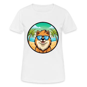 Eurasier Dog Breed Cartoon Sunglasses Beach - Women's Breathable T-Shirt - white - Front - AI Model Female 172 dark (172cm)