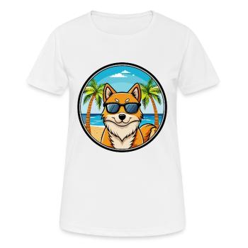 Finnischer Spitz Hund Rasse Cartoon Sonnenbrille Strand - Frauen T-Shirt atmungsaktiv - Weiß - Vorne - AI Model Female 172 dark (172cm)
