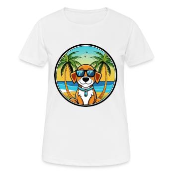 French Brittany Dog Breed Cartoon Sunglasses Beach - Women's Breathable T-Shirt - white - Front - AI Model Female 172 dark (172cm)