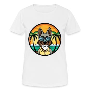 Georgischer Schäferhund Hunderasse Cartoon Sonnenbrille Strand - Frauen T-Shirt atmungsaktiv - Weiß - Vorne - AI Model Female 172 dark (172cm)