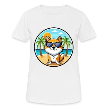 Hokkaido Hunderasse Cartoon Sonnenbrille Strand - Frauen T-Shirt atmungsaktiv - Weiß - Vorne - AI Model Female 172 dark (172cm)
