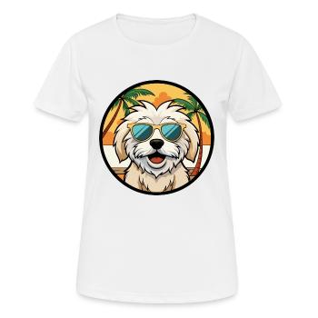Havenese Chien Race Dessin Animé Lunettes De Soleil Plage - T-shirt respirant Femme - blanc - Devant - AI Model Female 172 dark (172cm)