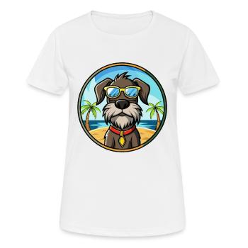 Deutscher Drahthaar Vorstehhund Rasse Cartoon Strand - Frauen T-Shirt atmungsaktiv - Weiß - Vorne - AI Model Female 172 dark (172cm)
