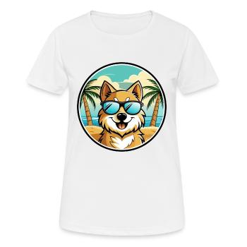 Deutscher Spitz Hund Rasse Cartoon Sonnenbrille Strand - Frauen T-Shirt atmungsaktiv - Weiß - Vorne - AI Model Female 172 dark (172cm)