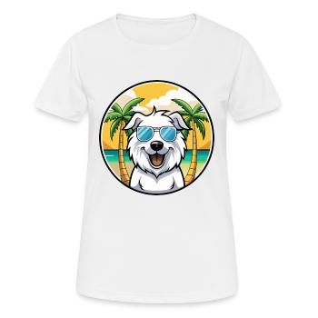 Great Pyrenees Dog Breed Cartoon Sunglasses Beach - Women's Breathable T-Shirt - white - Front - AI Model Female 172 dark (172cm)