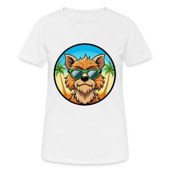 Griffon Bruxellois Hunderasse Cartoon Sonnenbrille - Frauen T-Shirt atmungsaktiv - Weiß - Vorne - AI Model Female 172 dark (172cm)