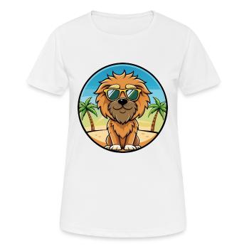 Griffon Fauve De Bretagne Hunderasse Cartoon Strand - Frauen T-Shirt atmungsaktiv - Weiß - Vorne - AI Model Female 172 dark (172cm)