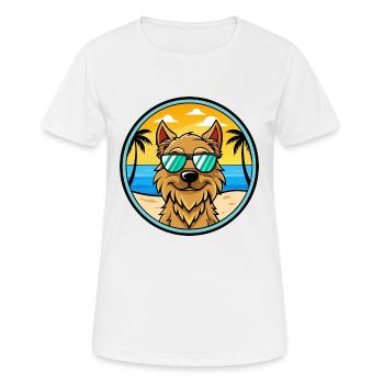 Griffon Nivernais Hunderasse Cartoon Sonnenbrille Strand - Frauen T-Shirt atmungsaktiv - Weiß - Vorne - AI Model Female 172 dark (172cm)