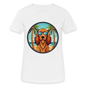 Irish Setter Dog Breed Cartoon Sunglasses Beach - Women's Breathable T-Shirt - white - Front - AI Model Female 172 dark (172cm)